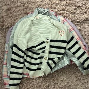 H&M Black and White Striped Cardigan